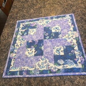 Floral Patchwork Quilt - Blue and White